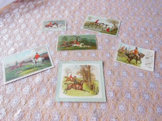 6 Victorian Christmas Cards/hunting Scenes