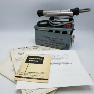 Vintage Nuclear Measurements Geiger Counter Radiation With Paperwork -
