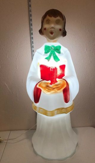 Vintage Empire Plastic Blow Mold Choir Girl Caroler 30″ Christmas Lighted Decor