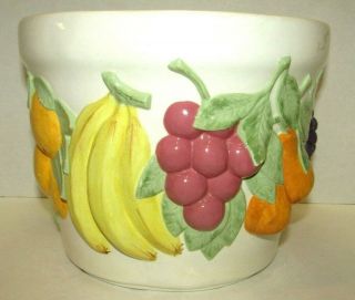 Vintage Large Ceramic 11 " Hand Painted Fruit Motif 