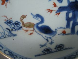 A Chinese 18th C.  Imari porcelain saucer with ducks. 2
