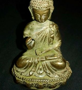 Collectable Chinese Vintage Copper Hand Carved Sitting Buddha Statue Figure