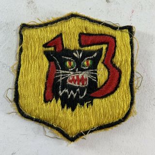 Vintage Vietnam War Era Us Air Force Squadron Patch Black Cat 13 Yellow Unique?