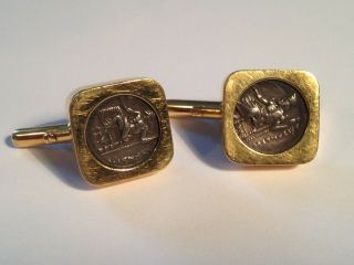 Ancient Alexander The Great Drachma 336 - 323bc In Custom Gold Cufflinks