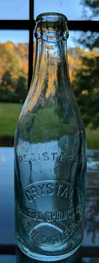 Vintage Crystal Mineral Springs Co Soda Pop Bottle Castle Pa Aqua Slug Plate
