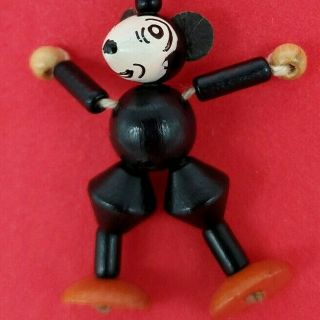 Wooden " Ignatz " Jointed Strung Mouse " Krazy Kat " Toy From The 1930 
