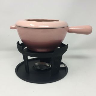 Vintage Le Creuset Wild Rose Pink Cast Iron Enamel Fondue Pot Ombre