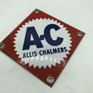 Allis Chalmers Porcelain Sign Heavy Equipment Vintage 4 X 4 Machinery Sign