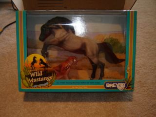 Breyer 750201 Blue Roan Wild Mustang Horse With Tawny Cougar Nip Mib Play Set