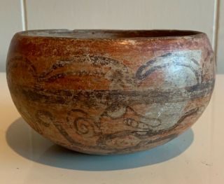 Ancient Pre Columbian Mayan Pottery Bowl Maya Polychrome