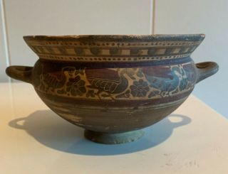 Ancient Greek Terra Cotta Bowl Corinthian Pottery Vessel Corinth Skyphos
