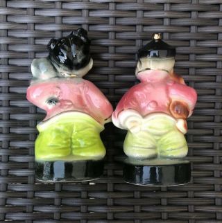 Vintage Chinese Boy And Girl Porcelain Figurine Lucky Statue Pair - With Dog/Cat 2