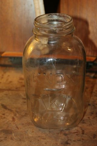 Antique Clear Knox Mason Canning Jar Half Gallon Square Keystone K