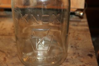 Antique Clear Knox Mason Canning Jar Half Gallon Square Keystone K 2