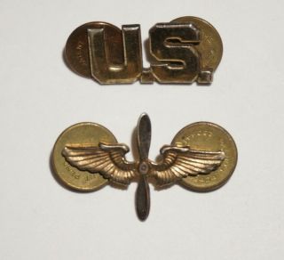 Us Army Air Forces Officer Collar Insignia Pair Aaf Usaaf Air Corps Wwii M3868