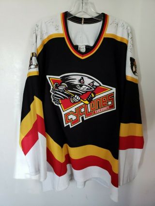 Team Signed Vintage 90s Cincinnati Cyclones Bauer Hockey Jersey Echl Ihl 2xl