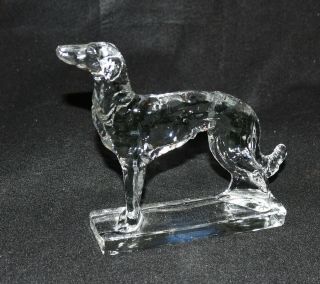 Vintage Clear Glass Borzoi Russian Wolfhound Dog Art Deco Figurine Martinsville?
