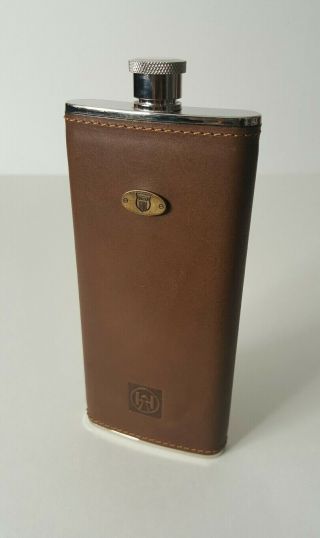Ahs Tin - Lined Flask Made In Germany Leather Lined 5 Oz.