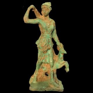 Roman Ancient Bronze Huntress Statue - 200 - 400 Ad (1) Large