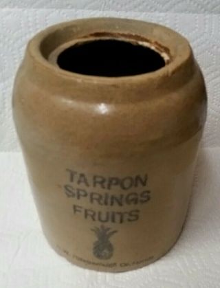 Stoneware Canning Jar With Fun Tarpon Springs Fruits Design Nw Hillsborough Fl.
