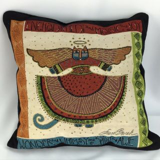 ❤ Laurel Burch Cat Embroidered Tapestry Pillow Angel Wings Square Throw