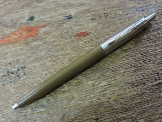 Old Vintage Brown Stainless Steel 4 1/2 " Parker Mini Jotter Ballpoint Pen Usa