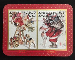 Collectible Vintage Double Deck Christmas Playing Cards Set In Tin Box