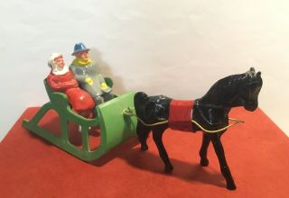 Vintage Barclay Horse Drawn Sleigh With Two Riders