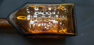 E.  G.  Booz’s Old Log Cabin Whiskey Bottle Philadelphia 1840 Amber Bar Mancave