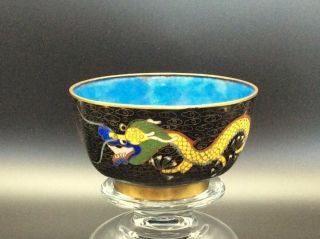 Fine Antique Chinese Cloisonne Dragon Bowl (a)