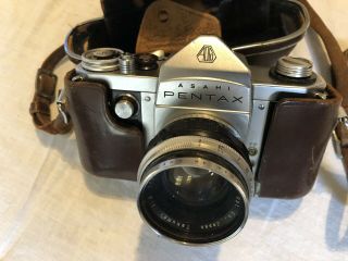 Vintage Asahi Pentax Leather Case 58mm Lens Camera Estate Find