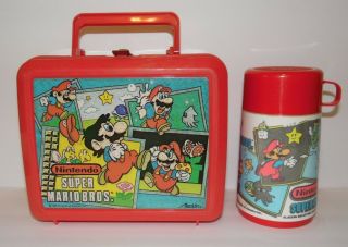 Vintage 1988 Aladdin Nintendo Mario Bros.  Lunch Box With Thermos Nes