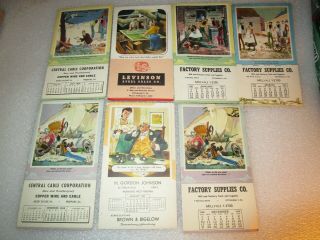 7 Vintage Pin Up Advertising Calendar 1951 & 1952 Pittsburgh Pa Freeport Ill Wv