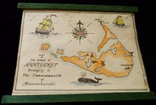 Vintage Tynietoy Hand Painted Nantucket Map Dollhouse Miniature