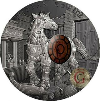 Ancient Myths: Trojan Horse 2 Oz Silver Coin 2$ Niue 2016