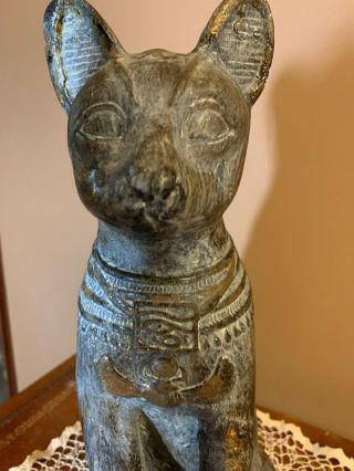 Egyptian Medium Bastet Sculpture Ancient Egypt God Statue Cat 12” Vtg