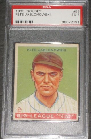 1933 Goudey Pete Jablonowski Baseball Card 83 Psa 5 Ex York Yankees