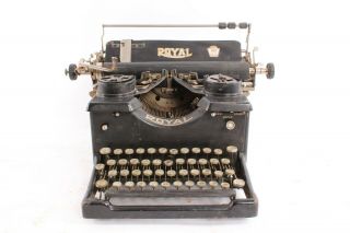 Antique Royal Typewriter With Beveled Glass Side Panels