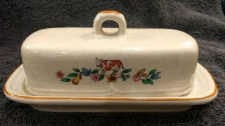 International China Heartland Country Cow Pattern Covered 1/4 Butter Dish