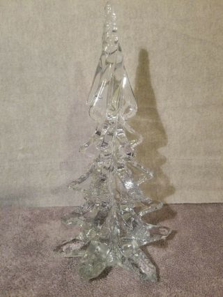 CRYSTAL ART GLASS CLEAR CHRISTMAS TREE LARGE 10 1/2 