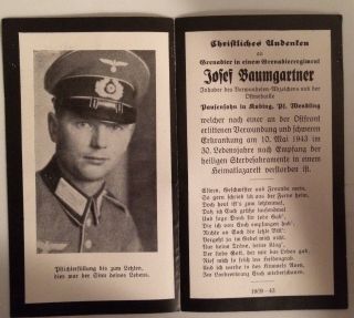 Wwii Ww2 Wehrmacht Military German Army Heer Soldier Uniform Photo Prayer Card