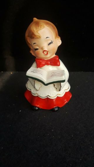 Vintage Josef Originals Christmas Choir Boy With Hymnal Book Figurine