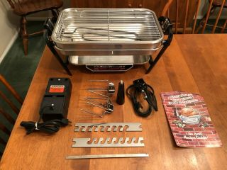 Vintage Farberware 455n Open Hearth Electric Broiler Rotisserie Smokeless Grill