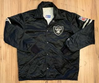 Vintage Starter Oakland Raiders Satin Stitched Jacket Mens Large Black