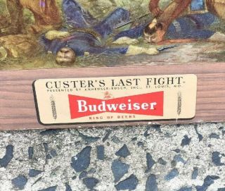 Vtg Anheuser - Busch Budweiser Advertising Litho Print Custer ' s Last Fight 30”X20” 2