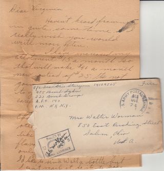 Wwii Letter Aaf 323rd Bomb Group 1944 Champagne In Reims France 24