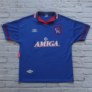 Vintage 94/95 Chelsea Fc Amiga Soccer Jersey By Umbro L Football World Cup