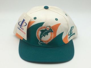 Nwt Vintage Miami Dolphins Logo Athletic Double Sharktooth Snapback Hat Florida