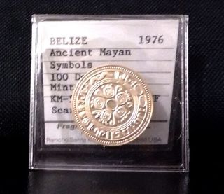 Gem Prf Gold Coin Belize 1976 Fm $100 Ancient Mayan Symbols Km - 52 Scarce