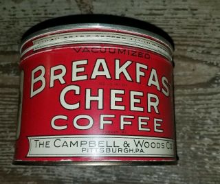 Vintage Breakfast Cheer Brand Coffee Tin Advertising Collectible Graphics M - 83